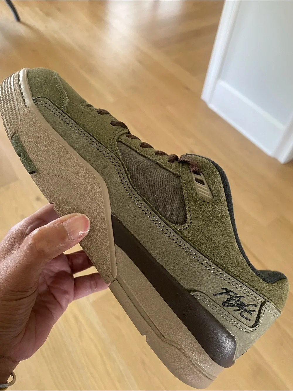Jordan Flight Court Olive and Brown Low-Top Sneakers
